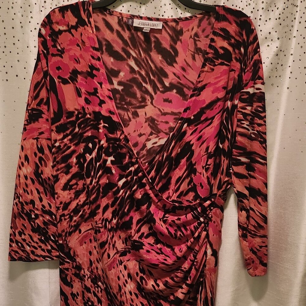 JLo Orange Animal Print Blouse – Stylish & Bold